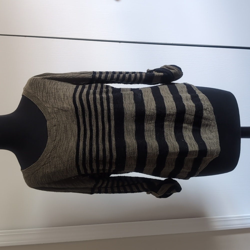 Express Green and Black Striped Sweater